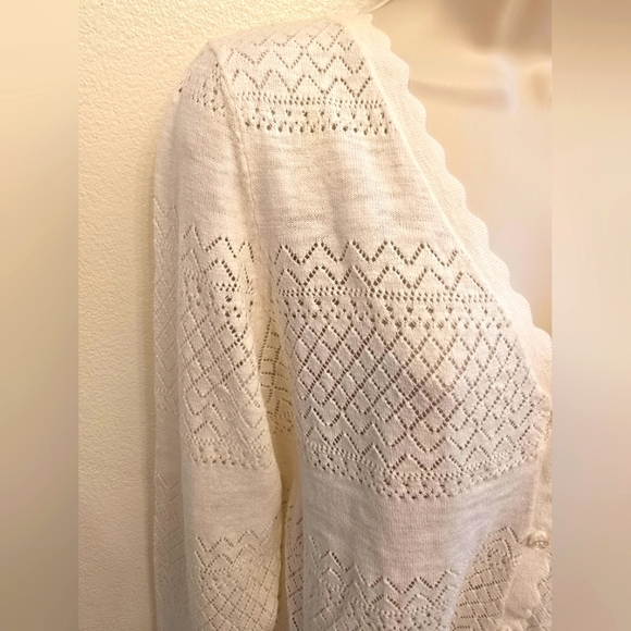 NWT Frye Ladies Cream Cardigan Sweater with Intricate Knit Design - Picture 4 of 6